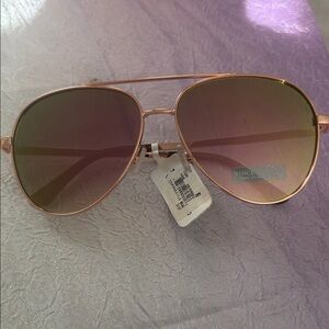 Vince Camuto Rose Gold Aviator Sunglasses with Pink Gradient Lenses